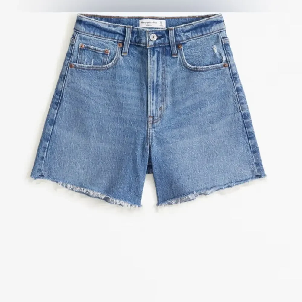 Abercrombie & Fitch The Dad Shorts High Rise 5” Jean Shorts Distressed